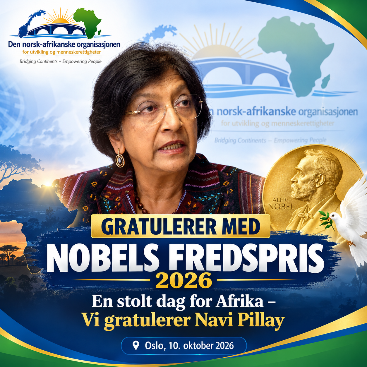 GRATULERER MED NOBELS FREDSPRIS 2026