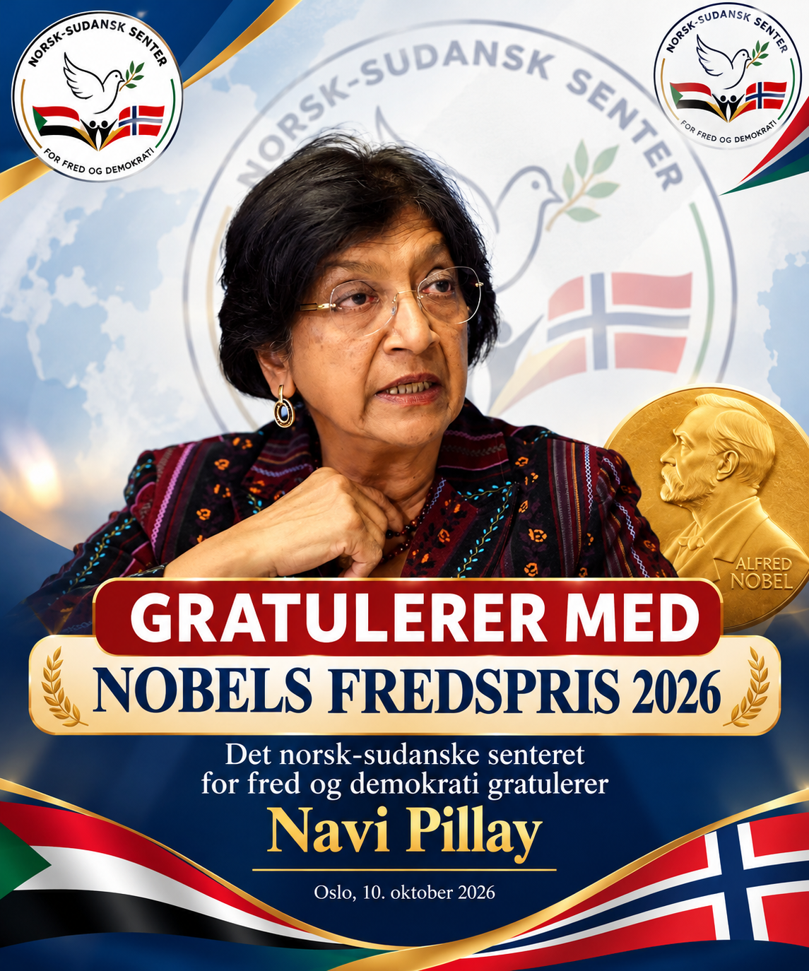 GRATULERER MED NOBELS FREDSPRIS 2026